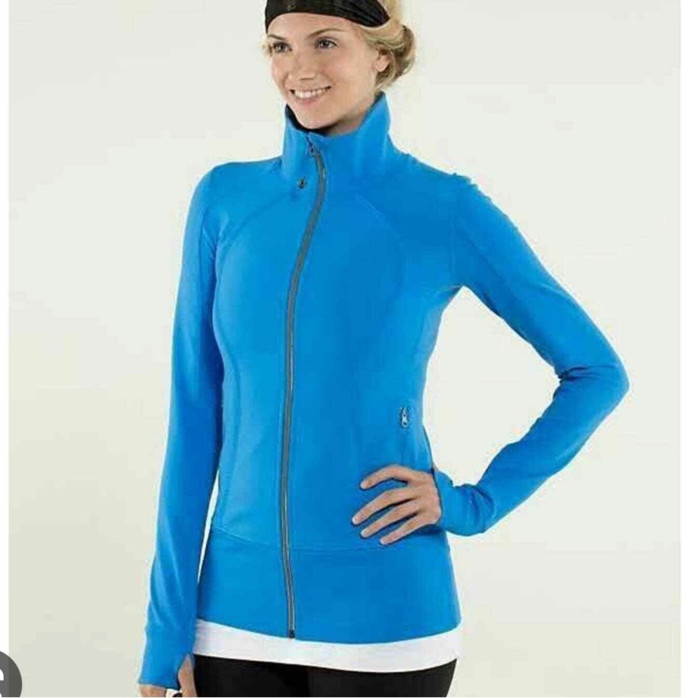 Lululemon Size 6 Athletica Nice Asana Blue Full Zipper Athletic‎ Workout Jacket